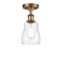 Innovations Lighting Ellery 5" Wide Semi-Flush Ceiling Fixture Brushed Brass / Clear