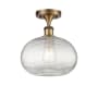 Innovations Lighting Ithaca 10" Wide Semi-Flush Ceiling Fixture Brushed Brass