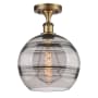 Innovations Lighting Rochester 10" Wide Semi-Flush Ceiling Fixture Brushed Brass / Smoked