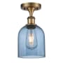 Innovations Lighting Bella 6" Wide Semi-Flush Ceiling Fixture Brushed Brass / Blue