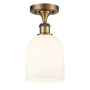 Innovations Lighting Bella 6" Wide Semi-Flush Ceiling Fixture Brushed Brass / White