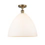 Innovations Lighting Bristol Glass 16" Wide Semi-Flush Ceiling Fixture Brushed Brass / Matte White