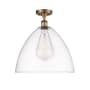 Innovations Lighting Bristol Glass 16" Wide Semi-Flush Ceiling Fixture Brushed Brass / Clear
