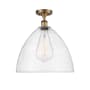 Innovations Lighting Bristol Glass 16" Wide Semi-Flush Ceiling Fixture Brushed Brass / Seedy