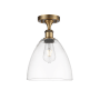 Innovations Lighting Bristol 9" Wide Semi-Flush Ceiling Fixture Brushed Brass / Clear