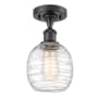 Innovations Lighting Belfast 6" Wide Semi-Flush Globe Ceiling Fixture Matte Black / Deco Swirl