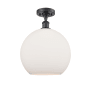 Innovations Lighting Athens 12" Wide Semi-Flush Globe Ceiling Fixture Matte Black / Matte White