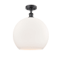 Innovations Lighting Athens 14" Wide Semi-Flush Globe Ceiling Fixture Matte Black / Matte White