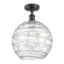 Innovations Lighting X-Large Deco Swirl 12" Wide Semi-Flush Ceiling Fixture Matte Black / Clear