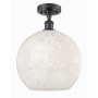 Innovations Lighting White Mouchette 12" Wide Semi-Flush Ceiling Fixture Matte Black