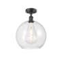 Innovations Lighting Athens 12" Wide Semi-Flush Globe Ceiling Fixture Matte Black / Clear