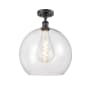 Innovations Lighting Athens 14" Wide Semi-Flush Globe Ceiling Fixture Matte Black / Clear