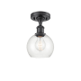 Innovations Lighting Athens Deco Swirl 6" Wide Semi-Flush Ceiling Fixture Matte Black / Clear