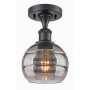 Innovations Lighting Rochester 6" Wide Semi-Flush Ceiling Fixture Matte Black / Smoked