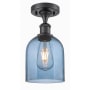 Innovations Lighting Bella 6" Wide Semi-Flush Ceiling Fixture Matte Black / Blue