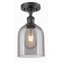 Innovations Lighting Bella 6" Wide Semi-Flush Ceiling Fixture Matte Black / Smoked