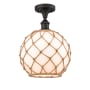 Innovations Lighting Large Farmhouse Rope 10" Wide Semi-Flush Ceiling Fixture Oil Rubbed Bronze / White Glass with Brown Rope