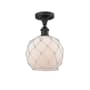 Innovations Lighting Farmhouse Rope 8" Wide Semi-Flush Ceiling Fixture Oil Rubbed Bronze / White Glass with White Rope