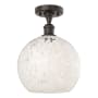 Innovations Lighting White Mouchette 10" Wide Semi-Flush Ceiling Fixture Oil Rubbed Bronze