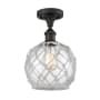 Innovations Lighting Farmhouse Rope 8" Wide Semi-Flush Ceiling Fixture Oil Rubbed Bronze / Clear Glass with White Rope