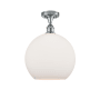 Innovations Lighting Athens 12" Wide Semi-Flush Globe Ceiling Fixture Polished Chrome / Matte White