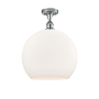 Innovations Lighting Athens 14" Wide Semi-Flush Globe Ceiling Fixture Polished Chrome / Matte White