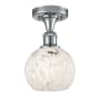 Innovations Lighting White Mouchette 6" Wide Semi-Flush Ceiling Fixture Polished Chrome