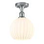 Innovations Lighting White Venetian 8" Wide Semi-Flush Ceiling Fixture Polished Chrome