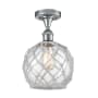 Innovations Lighting Farmhouse Rope 8" Wide Semi-Flush Ceiling Fixture Polished Chrome / Clear Glass with White Rope