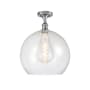 Innovations Lighting Athens 14" Wide Semi-Flush Globe Ceiling Fixture Polished Chrome / Seedy