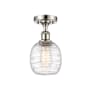 Innovations Lighting Belfast 6" Wide Semi-Flush Globe Ceiling Fixture Polished Nickel / Deco Swirl