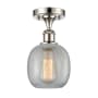 Innovations Lighting Belfast 6" Wide Semi-Flush Ceiling Fixture Polished Nickel / Clear Crackle