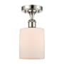 Innovations Lighting Cobbleskill 5" Wide Semi-Flush Ceiling Fixture Polished Nickel / Matte White