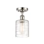 Innovations Lighting Cobbleskill 5" Wide Semi-Flush Ceiling Fixture Polished Nickel / Deco Swirl