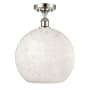 Innovations Lighting White Mouchette 12" Wide Semi-Flush Ceiling Fixture Polished Nickel