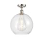 Innovations Lighting Athens 12" Wide Semi-Flush Globe Ceiling Fixture Polished Nickel / Clear