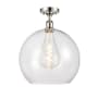 Innovations Lighting Athens 14" Wide Semi-Flush Globe Ceiling Fixture Polished Nickel / Clear
