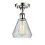 Innovations Lighting Conesus 6" Wide Semi-Flush Ceiling Fixture Polished Nickel / Clear Crackle