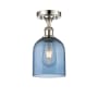Innovations Lighting Bella 6" Wide Semi-Flush Ceiling Fixture Polished Nickel / Blue