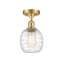Innovations Lighting Belfast 6" Wide Semi-Flush Globe Ceiling Fixture Satin Gold / Deco Swirl