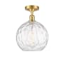 Innovations Lighting Athens 10" Wide Semi-Flush Globe Ceiling Fixture Satin Gold / Clear Water Glass