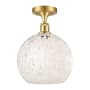 Innovations Lighting White Mouchette 10" Wide Semi-Flush Ceiling Fixture Satin Gold