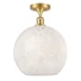 Innovations Lighting White Mouchette 12" Wide Semi-Flush Ceiling Fixture Satin Gold