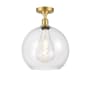 Innovations Lighting Athens 12" Wide Semi-Flush Globe Ceiling Fixture Satin Gold / Clear