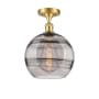 Innovations Lighting Rochester 10" Wide Semi-Flush Ceiling Fixture Satin Gold / Smoked