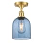 Innovations Lighting Bella 6" Wide Semi-Flush Ceiling Fixture Satin Gold / Blue