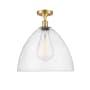 Innovations Lighting Bristol Glass 16" Wide Semi-Flush Ceiling Fixture Satin Gold / Seedy