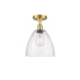 Innovations Lighting Bristol Glass 9" Wide Semi-Flush Ceiling Fixture Satin Gold / Seedy