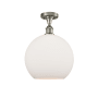 Innovations Lighting Athens 12" Wide Semi-Flush Globe Ceiling Fixture Brushed Satin Nickel / Matte White