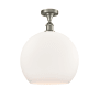 Innovations Lighting Athens 14" Wide Semi-Flush Globe Ceiling Fixture Brushed Satin Nickel / Matte White